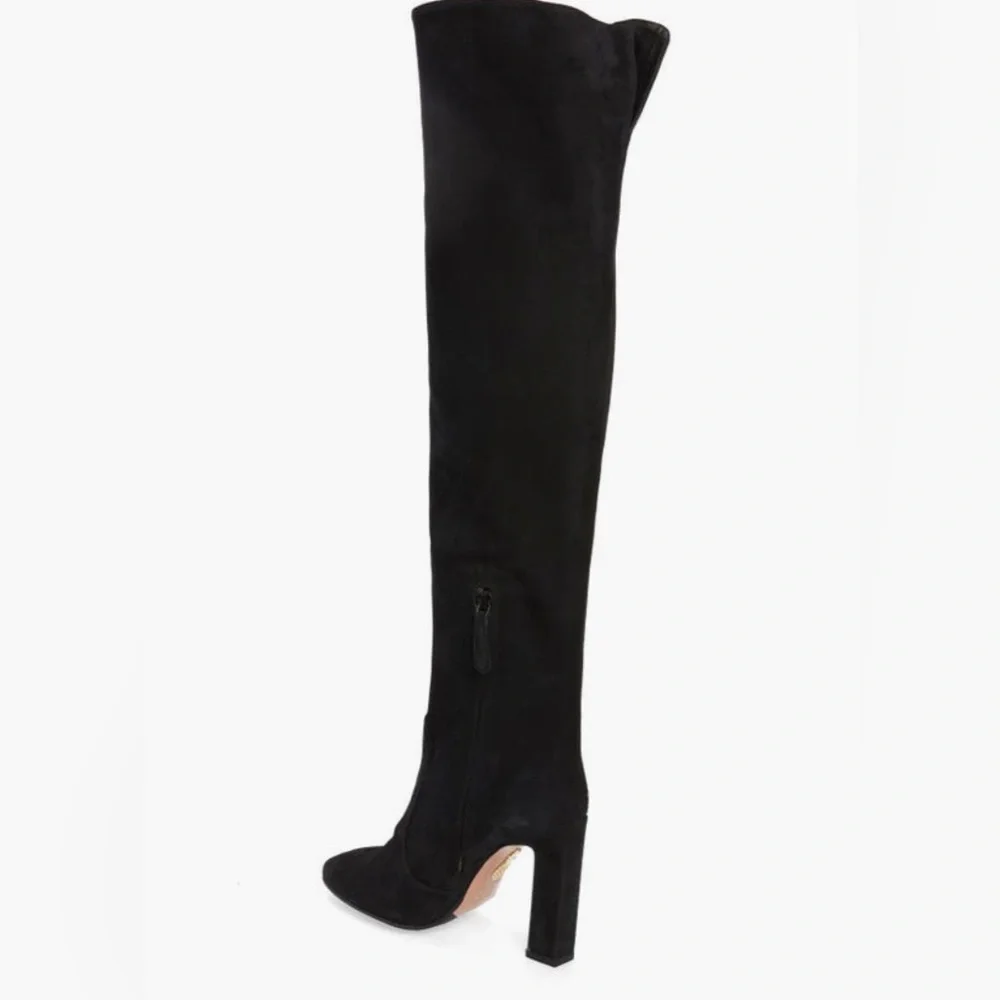 NIB $1250 Aquazzura Joplin Over the Knee Boot (Women) 7US / 37EU, BLACK Suede!